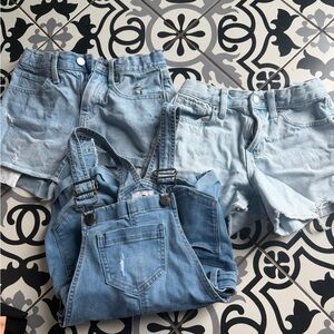 Girls jean shorts and overalls